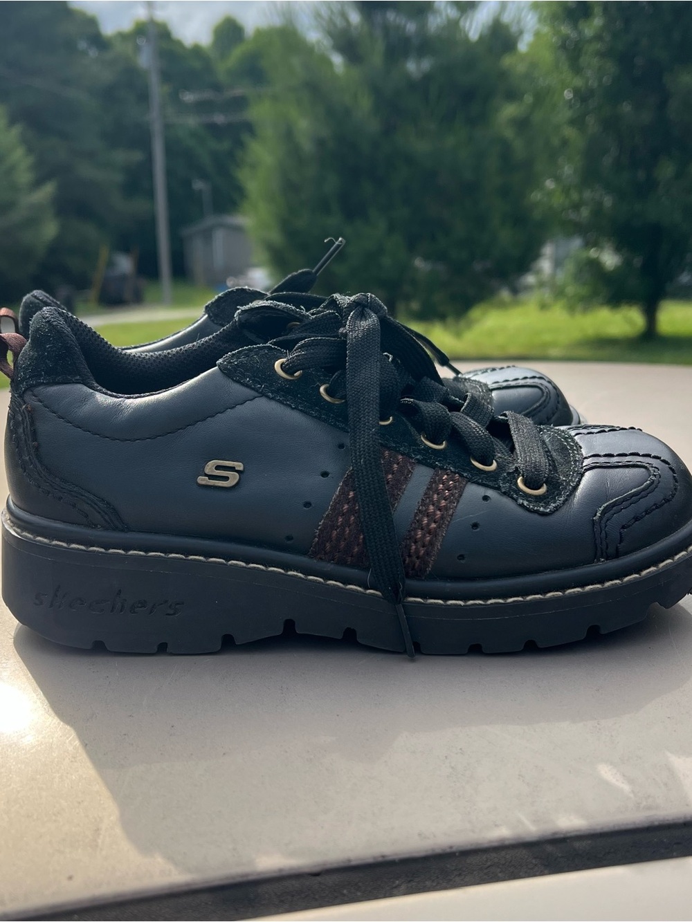 Skechers Jammers Y2K Chunky Platform Oxfords Lace Up Grunge Preppy Academia 6.5